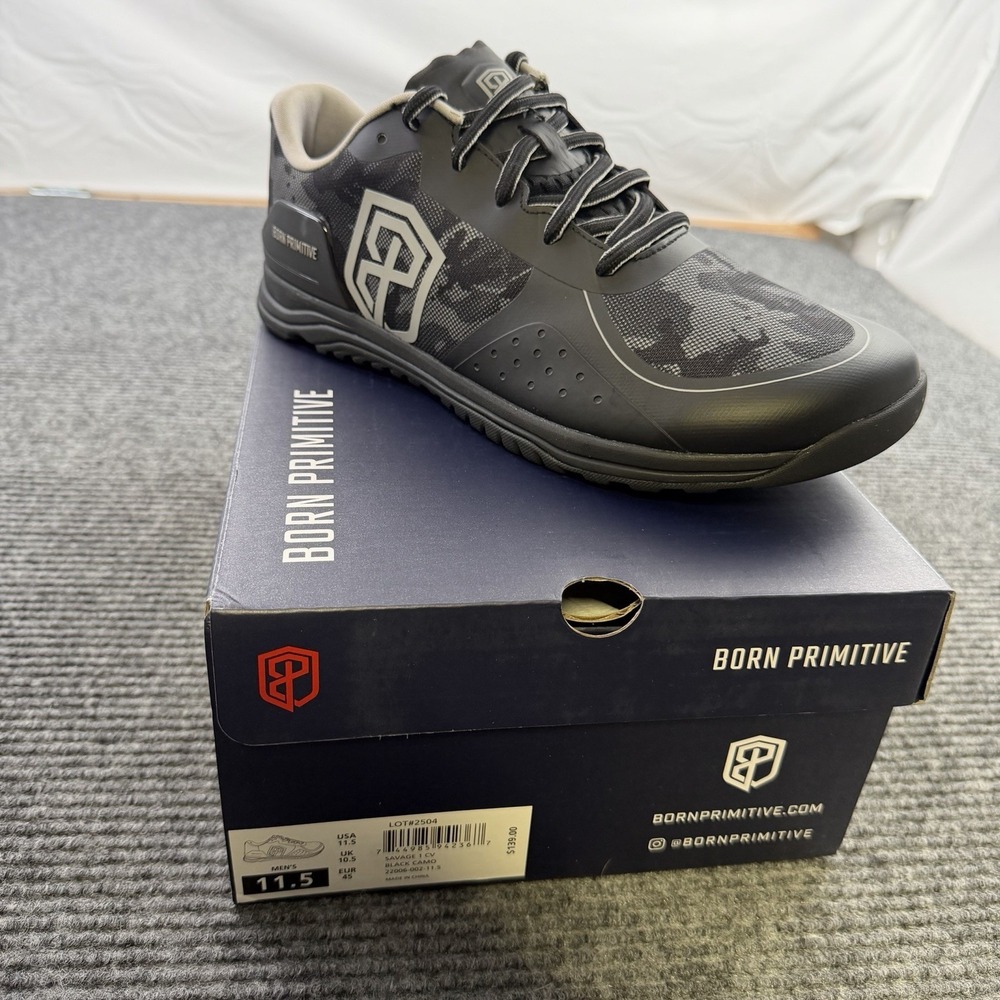 Born Primitive Savage 1 CV Training Shoes Mens Size 11.5 Black Camo New With Box